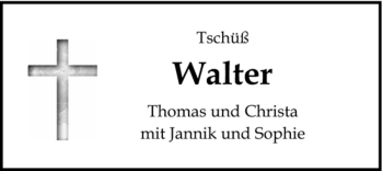 Todesanzeige von Walter Gelhaus von KREISZEITUNG SYKE