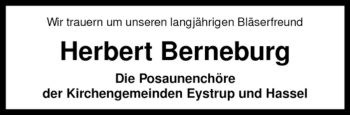 Todesanzeige von Herbert Berneburg von KREISZEITUNG SYKE