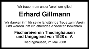 Todesanzeige von Erhard Gillmann von KREISZEITUNG SYKE