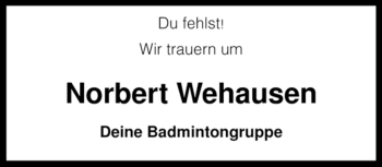 Todesanzeige von Norbert Wehausen von KREISZEITUNG SYKE