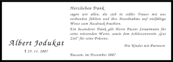 Todesanzeige von Albert Jodukat von KREISZEITUNG SYKE