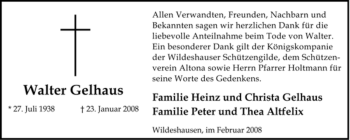 Todesanzeige von Walter Gelhaus von KREISZEITUNG SYKE