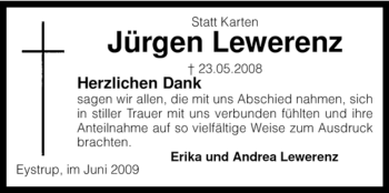 Todesanzeige von Jürgen Lewerenz von KREISZEITUNG SYKE