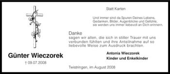 Todesanzeige von Günter Wieczorek von KREISZEITUNG SYKE