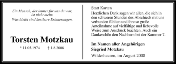 Todesanzeige von Torsten Motzkau von KREISZEITUNG SYKE