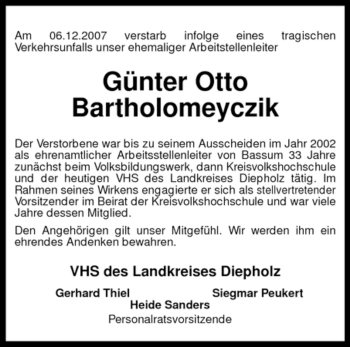 Todesanzeige von Günter Otto von KREISZEITUNG SYKE