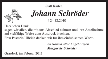 Todesanzeige von Johann Schröder von KREISZEITUNG SYKE