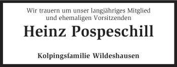 Todesanzeige von Heinz Pospeschill von KRZ