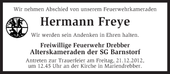 Todesanzeige von Hermann Freye von KRZ