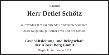 Todesanzeige von Detlef Schötz von KRZ