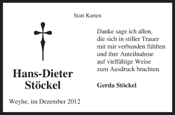 Todesanzeige von Hans-Dieter Stöckel von KRZ