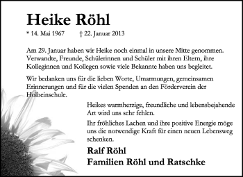 Todesanzeige von Heike Röhl von KRZ