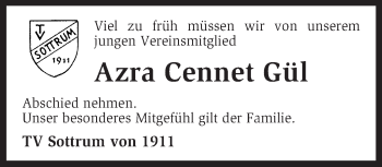 Todesanzeige von Azra Cennet Gül von KRZ