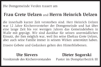 Todesanzeige von Grete und Heinrich Uelzen von KRZ