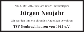 Todesanzeige von Jürgen Neujahr von KRZ