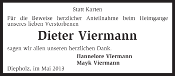 Todesanzeige von Dieter Viermann von KRZ