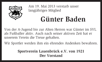Todesanzeige von Günter Baden von KRZ