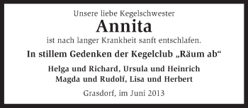 Todesanzeige von Annita  von KRZ