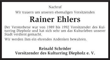 Todesanzeige von Rainer Ehlers von KRZ
