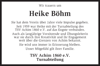 Todesanzeige von Heike Böhm von KRZ