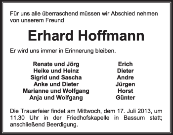 Todesanzeige von Erhard Hoffmann von KRZ