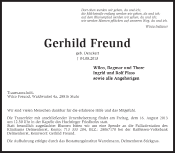 Todesanzeige von Gerhild Freund von KRZ