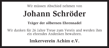 Todesanzeige von Johann Schröder von KRZ