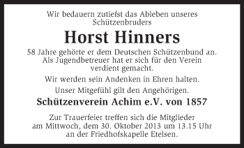 Todesanzeige von Horst Hinners von KRZ