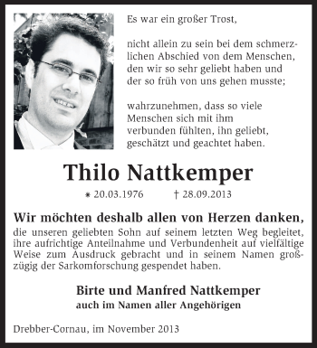 Todesanzeige von Thilo Nattkemper von KRZ