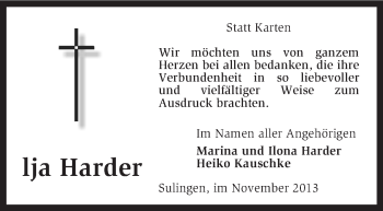 Todesanzeige von Ilja Harder von KRZ
