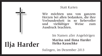 Todesanzeige von Ilja Harder von KRZ