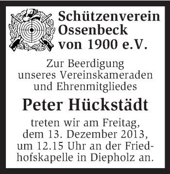 Todesanzeige von Peter Hückstädt von KRZ