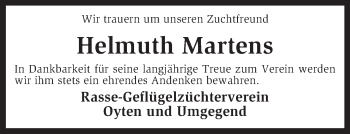 Todesanzeige von Helmuth Martens von KRZ