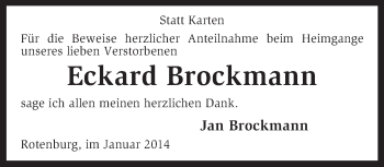 Todesanzeige von Eckard Brockmann von KRZ