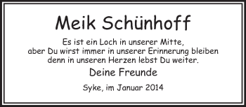 Todesanzeige von Meik Schünhoff von KRZ