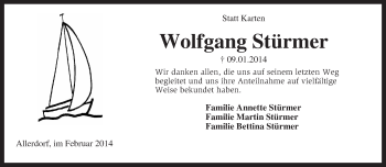 Todesanzeige von Wolfgang Stürmer von KRZ