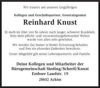 Todesanzeige von Reinhard Knust von KRZ
