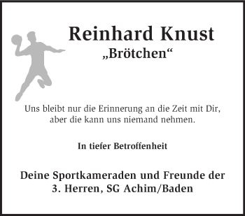 Todesanzeige von Reinhard Knust von KRZ