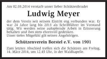 Todesanzeige von Ludwig Meyer von KRZ