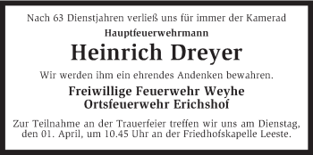 Todesanzeige von Heinrich Dreyer von KRZ