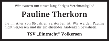 Todesanzeige von Pauline Therkorn von KRZ