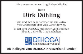 Todesanzeige von Dirk Döhling von KRZ