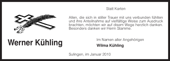 Todesanzeige von Werner Kühling von KREISZEITUNG SYKE
