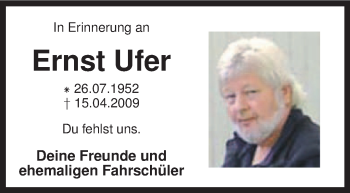 Todesanzeige von Ernst Ufer von KRZ