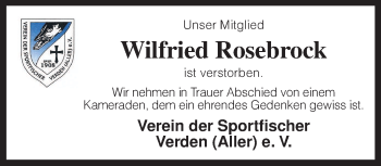 Todesanzeige von Wilfried Rosebrock von KRZ
