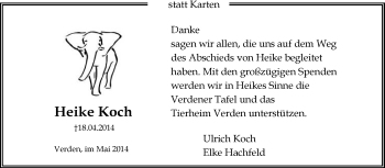 Todesanzeige von Heike Koch von KRZ