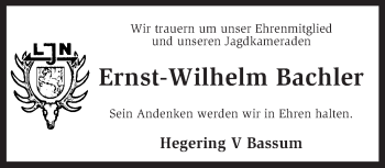 Todesanzeige von Ernst-Wilhelm Bachler von KRZ