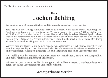 Todesanzeige von Jochen Behling von KRZ