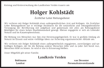 Todesanzeige von Holger Kohlstädt von KRZ