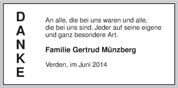 Todesanzeige von Gertrud Münzberg von KRZ